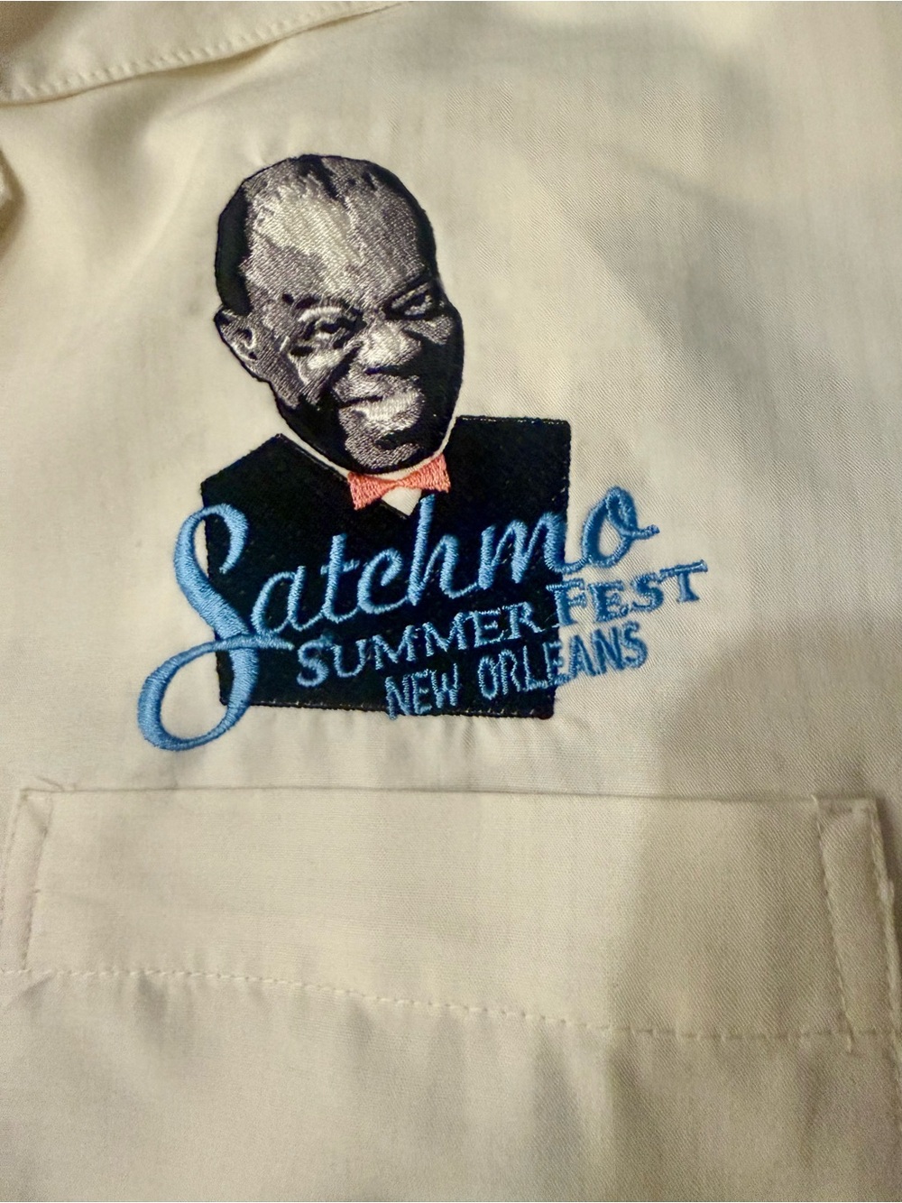 Satchmo Summer Fest Embroidered Cream Button-Down Shirt